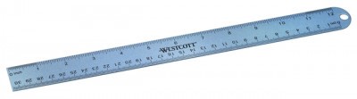 Acme alumínium vonalzó 30cm-es, cm és inch skálázással, szürke és kék színben 14174