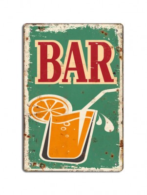 Retro dekor fémtábla, BAR , Méret:20x30cm