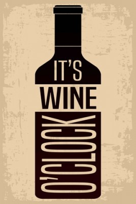 Retro dekor fémtábla, It's wine o'clock, Méret:20x30cm