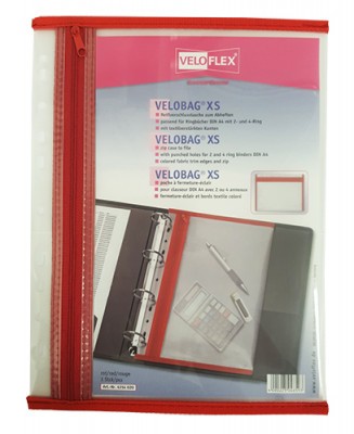 Velobag irattartó tasak zippes, A4 átlátszó, piros